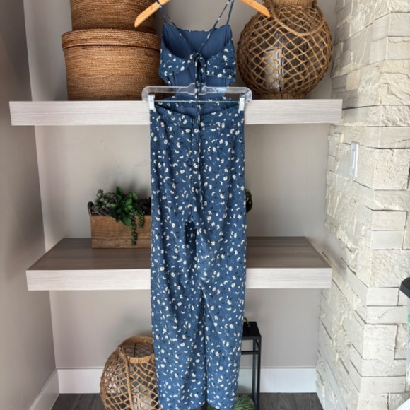 Cami Jumpsuit with Cut-outs & CrissXCross Spaghetti Straps & Leg Showing Slits - Picture 2 of 5